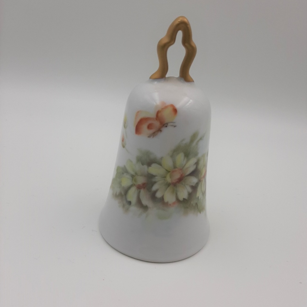 Vintage Flower & Butterfly Printed Porcelain Bell - Picture 2 of 4